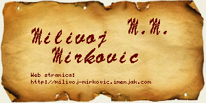 Milivoj Mirković vizit kartica